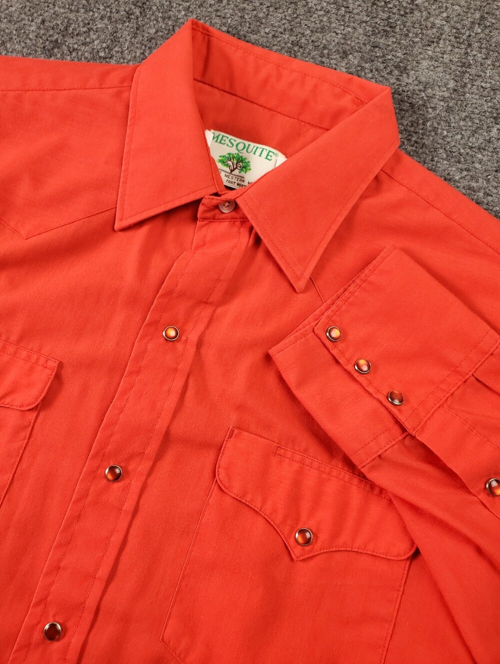 Vintage Mesquite Western Snap Shirt 16.5 35 Red Made in USA Fort Worth Texas